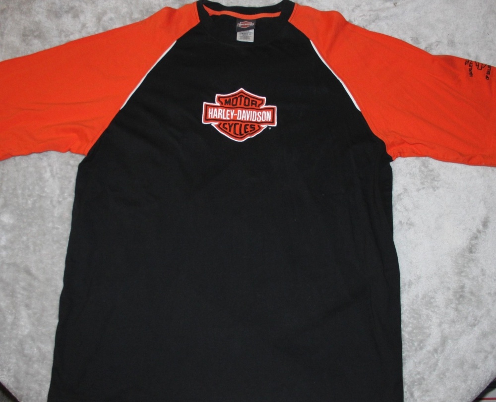 Harley-Davidson Shirt Mens 3XL Black 3/4 Sleeve Graphic Crewneck Embroidered